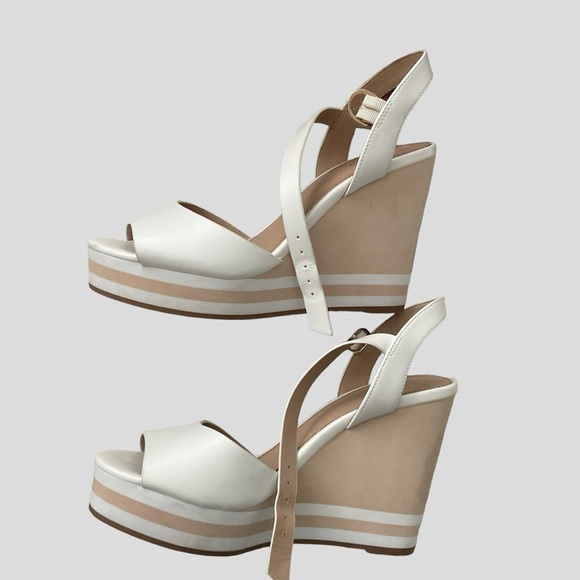 ALDO BROA White Cream Wedge Platform Barbie Open Toe Heel Shoe  Size 9 - Picture 4 of 7